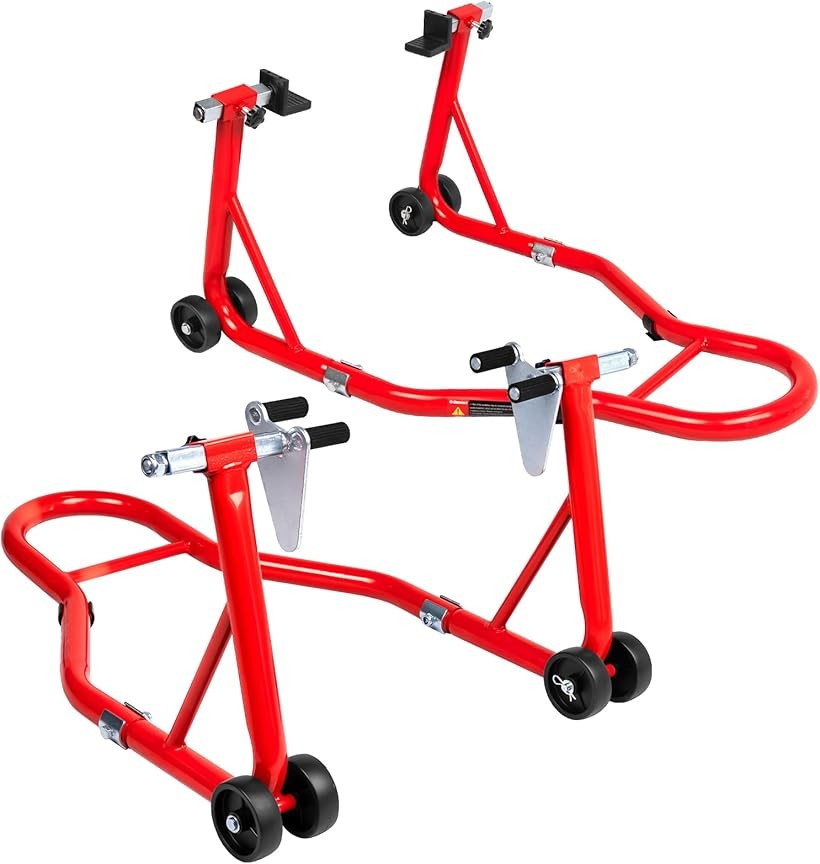 バイクスタンド メンテナンススタンド フロント&リア 整備用 耐荷重385kg 850LBS (レッド)|生活雑貨の大型店 暮匠