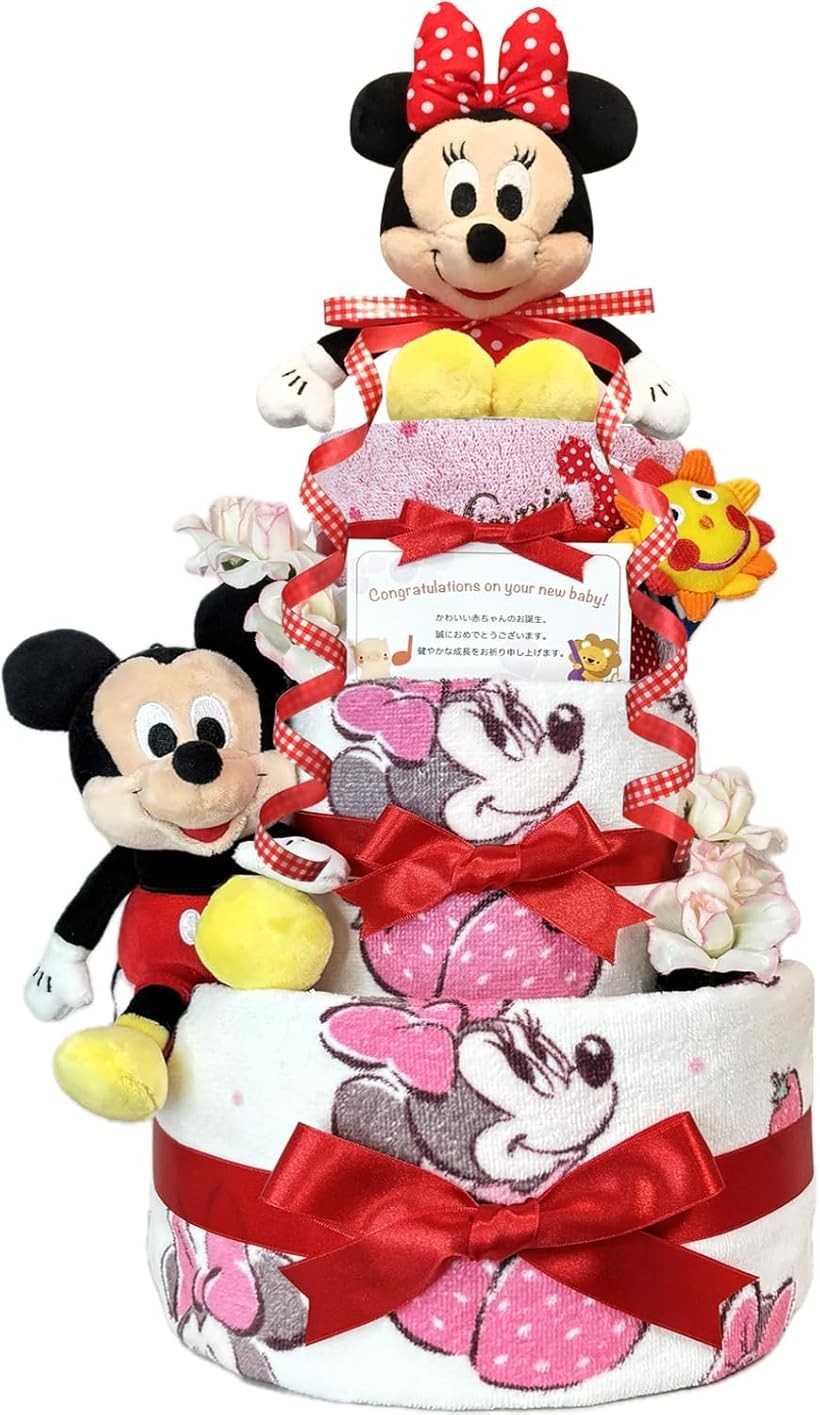 おむつケーキ 女の子 出産祝い 赤ちゃん 誕生日 ベビーシャワー ギフト (ピンク, 3段 Sサイズ)|生活雑貨の大型店 暮匠