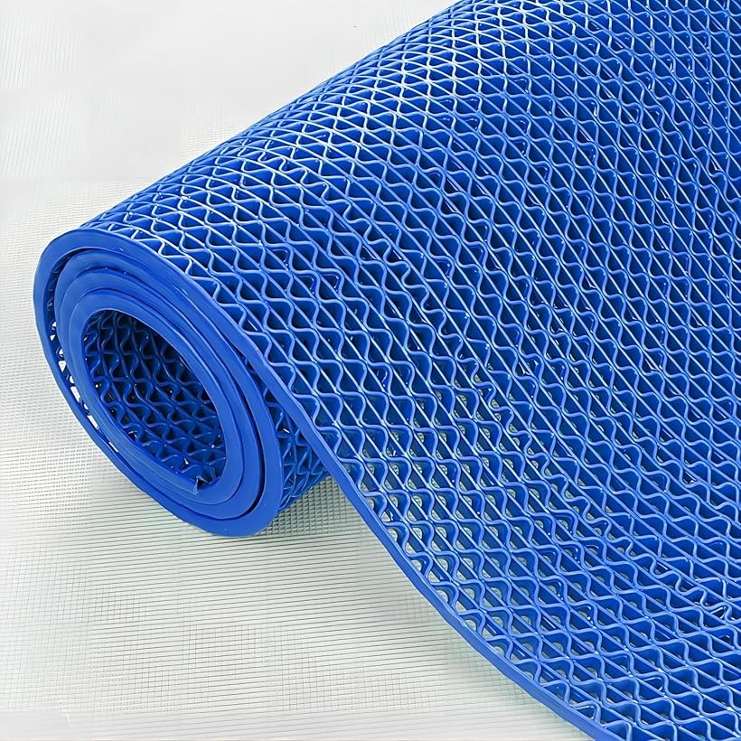 業務用滑り止めマット PVC ゴムマット 歩行滑り止めマット 厚さ4.5mm 透水マット 穴あき 風呂マット プール下マット 玄関マット 屋外 抗菌 速乾 (ブルー, 1.2X5M)｜生活雑貨の大型店　暮匠 12,008円