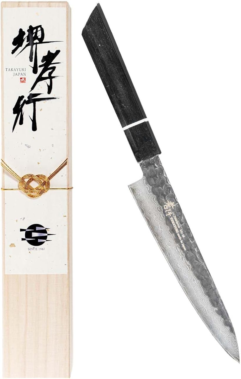 堺孝行 プロの料理人が愛用する包丁ブランド 閃黒 ダマスカス ペティナイフ 150mm フルーツナイフ V金10号 vg10 33層槌目 樫漆柄 青木刃物製作所 型番s15004｜生活雑貨の大型店　暮匠