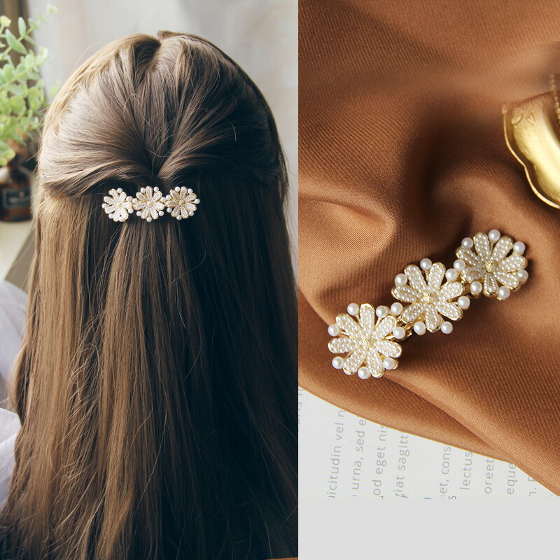 超ポイント祭?期間限定】 バレッタ ヘアクリップ ヘアアクセサリー 結婚式 パーティなどにも人気 花 ヒナギク 雛菊 パール ラインストーン  レディース 髪飾り 簡単ヘアアレンジ 可愛い おしゃれ フォーマルFJ0020 qdtek.vn