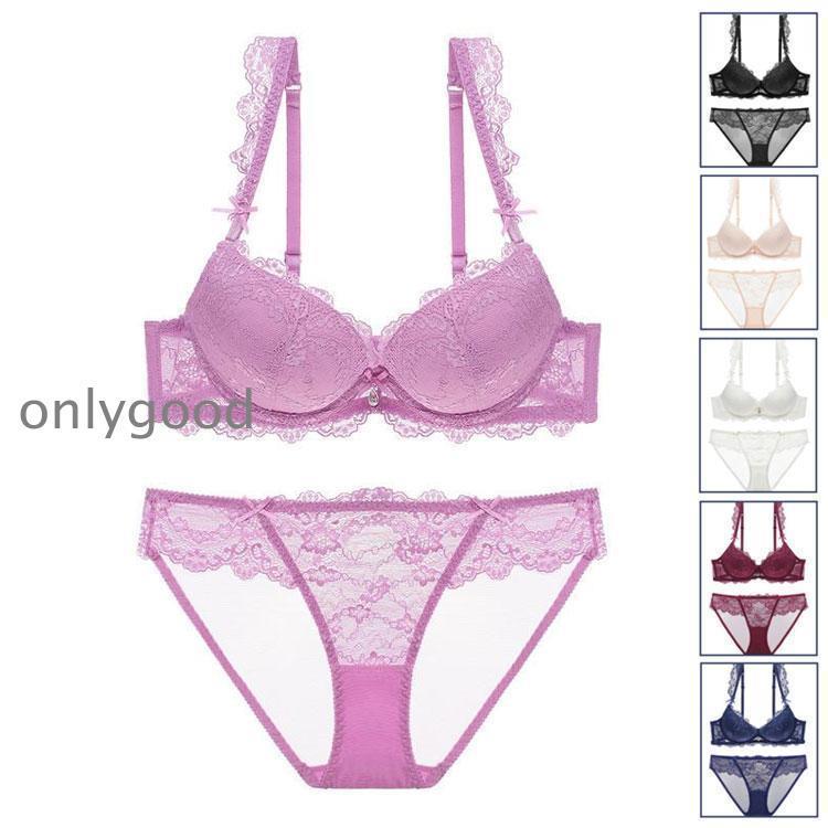 ブラジャー ショーツセット 女性下着 上下セット 3/4カップ ノンワイヤー 総レース パッド入り　脇肉 ブラ　育乳ブラ バストアップ