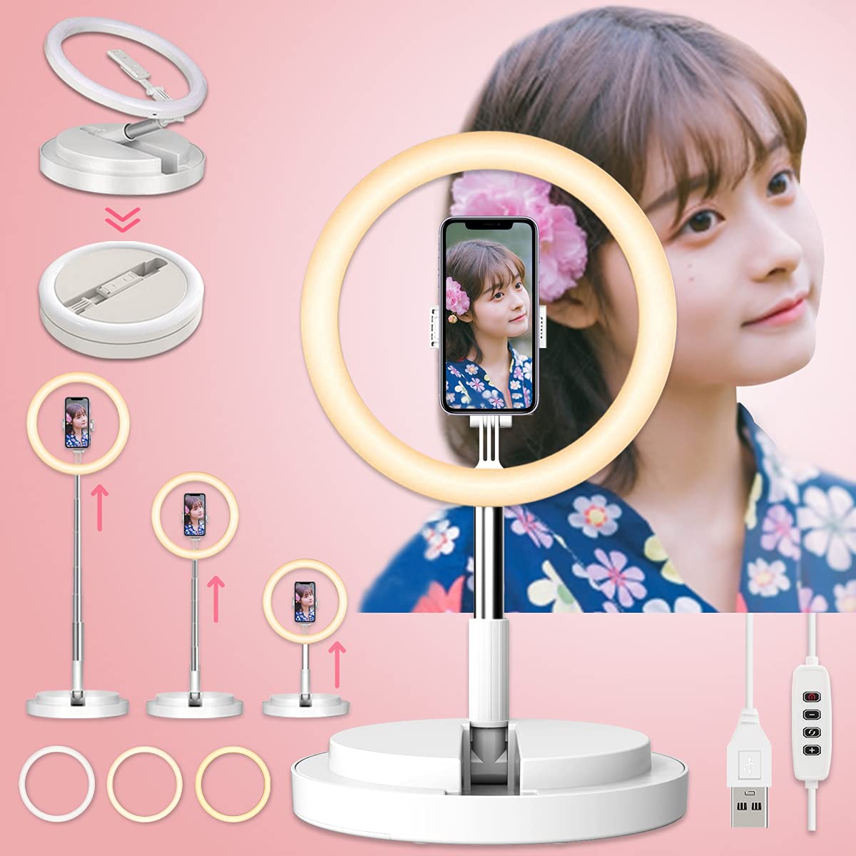 【❤初心者でも本格的なプロさながらのスタジオ撮影OK♪❤】LEDリングライト 楽天市場】【売り切り】 LED リングライト 自撮り撮影 三脚