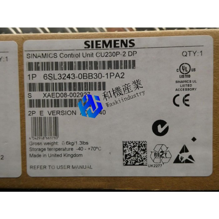 【新品★貨物輸送無料】6SL3243-0BB30-1PA2 SINAMICS CONTROL UNIT CU230P-2 DP 【６ヶ月引き受ける】