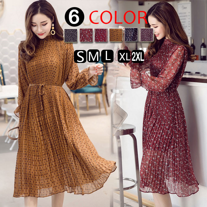 楽天市場】 ボウタイジョーゼット柄ワンピース [E2206] レディース