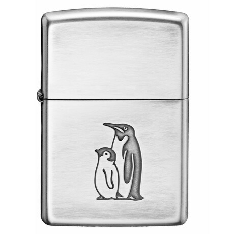 ペンギン親子 ZIPPOライター ◆喫煙具 ジッポー オイルライター シルバー 動物