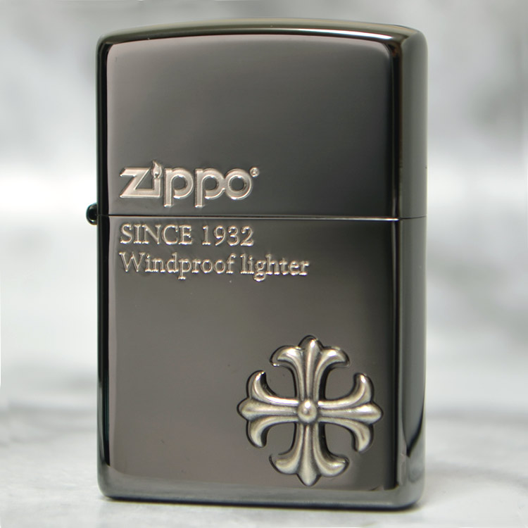 クロスメタル 2CM-2 ブラックニッケル ◆喫煙具 ZIPPO ジッポー オイルライター CROSS METAL クール おしゃれ シンプル ワンポイント 黒