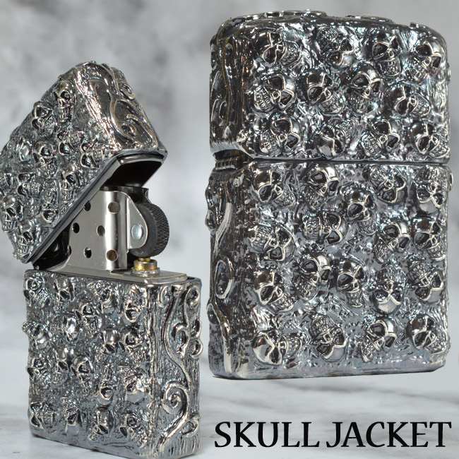 スカルジャケット シルバー SKULL JACKET SI ◆ シルバー ガイコツ ZIPPO ジッポー オイルライター 喫煙具 FULL METAL JACKET フルメタルジャケット