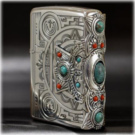 インディアンスピリット クロス ターコイズ ◆ZIPPO ジッポー オイル ライター 喫煙具 -Indian Spirit- Cross Turquoise