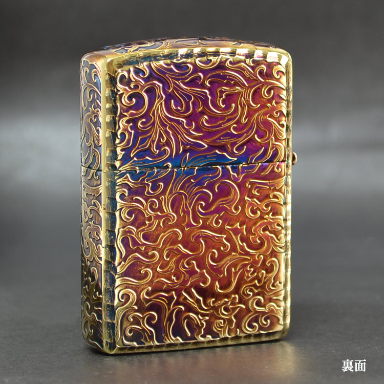 小物 zippo☆アーマー☆5面加工☆龍/唐草☆金タンク☆ジッポ ライター