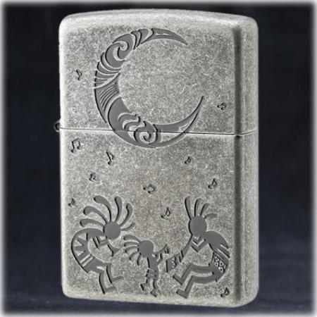 ココペリ Kokopelli（B）ムーン SVいぶし ◆ZIPPO ジッポー オイルライター シルバー アンティーク風 ワイルド