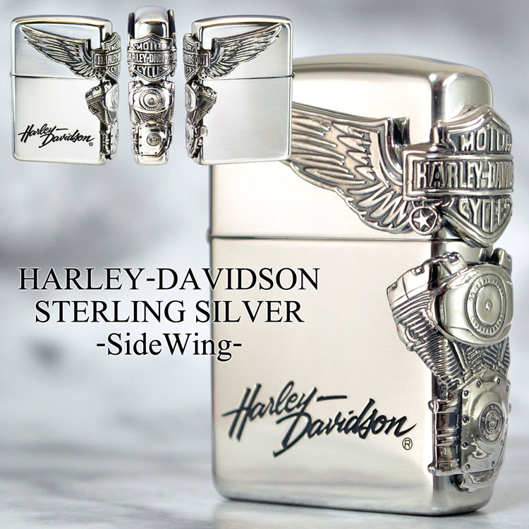 日本限定モデル HDP-スターリングシルバー サイドウィング ◆ HARLEY-DAVIDSON ハーレーダビッドソン STERLING 純銀製 メタル貼り 喫煙具 ZIPPO ジッポー オイルライター