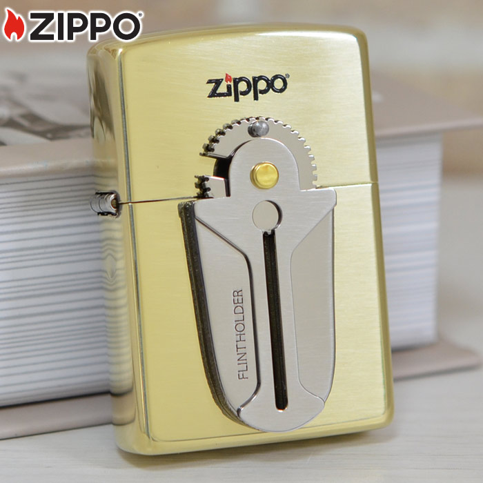 発火石をストックできる フリントホルダー付きZIPPO BS/S(ゴールド) ◆ ジッポー オイルライター|ZIPPO Specialty NAKAMURA