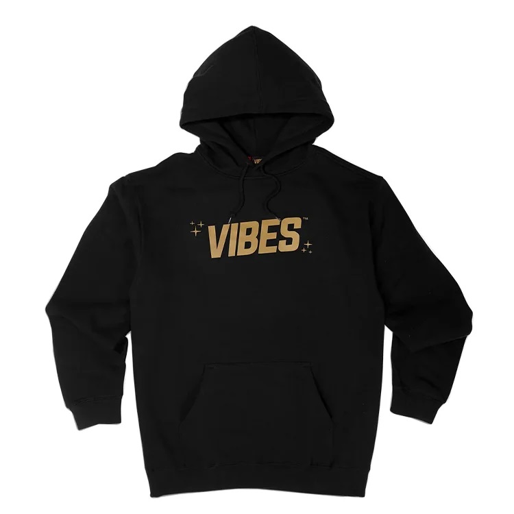 VIBES Hoodie 黒いこと ゴールドロゴタイプ パーカー ティーシャツ メンズファッション-パーカー-トップス