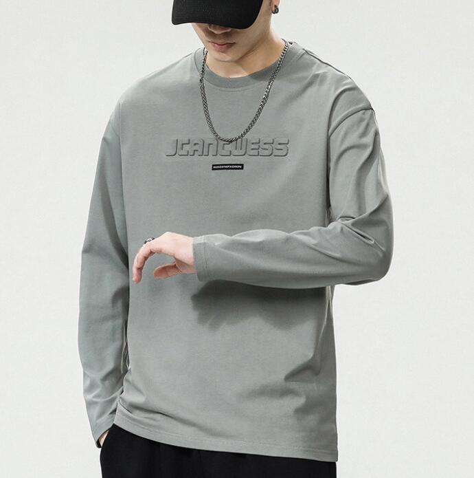 パーカー 長袖 ラウンドネック Tシャツ 春秋 ゆったり 無地 快適 メンズ ファッション