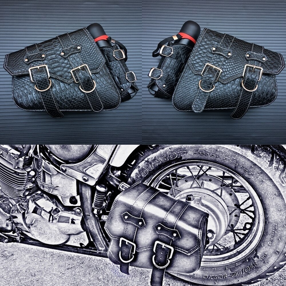 左右セットユニバーサルPUレザーオートバイサドルバッグ バイクサイドバッグ シートバッグ荷物 鞄 収納 ハーレー 革 bbq216