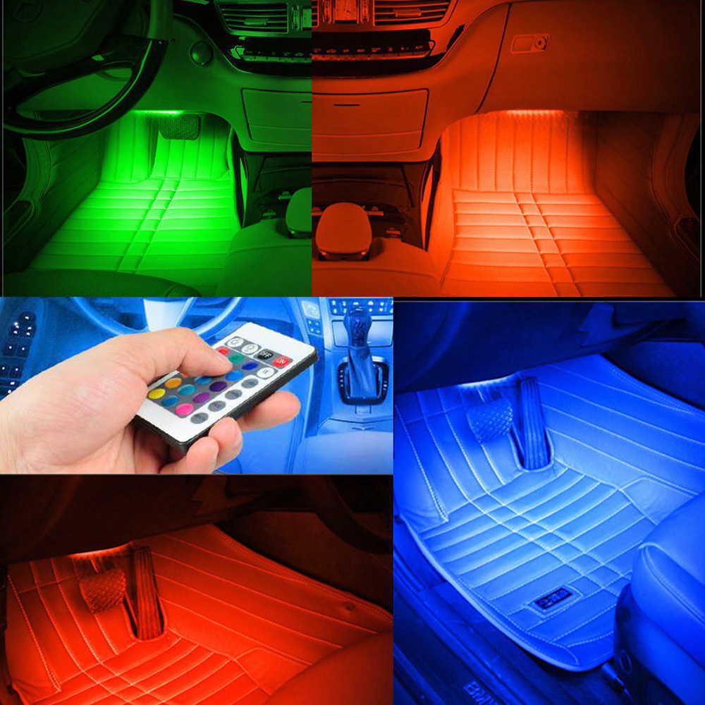 楽天市場 車rgb フロアライト Led9発x4本 Smd5050 10w インテリア 雰囲気 自動rgb パスウェイ リモートコントロール 12v Zmart 楽天市場店