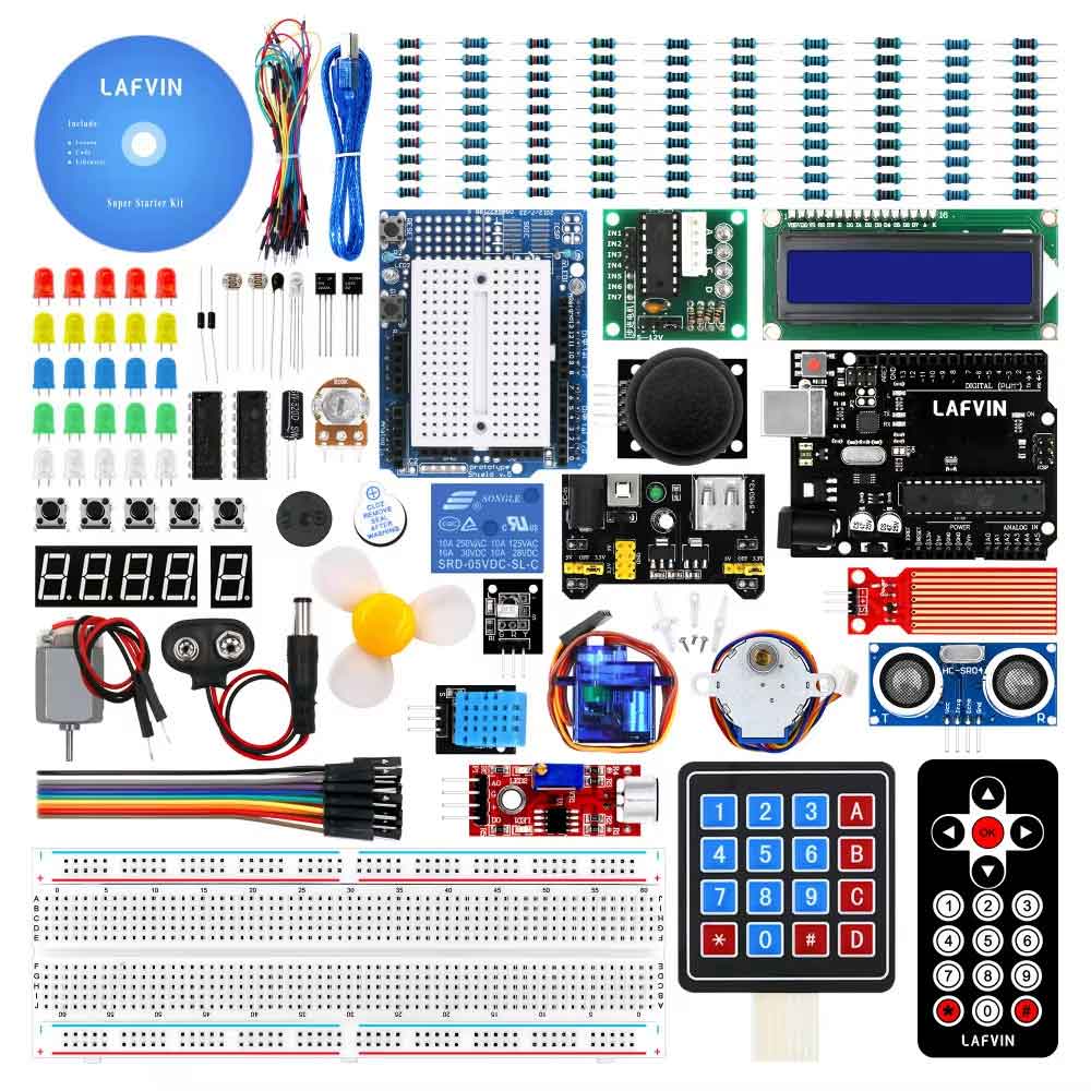 Arduino Uno R3 用スターター学習キット - Uno R3 ブレッドボード サーボモーター SG90 1602 LCD ジャンパーワイヤー UNO R3