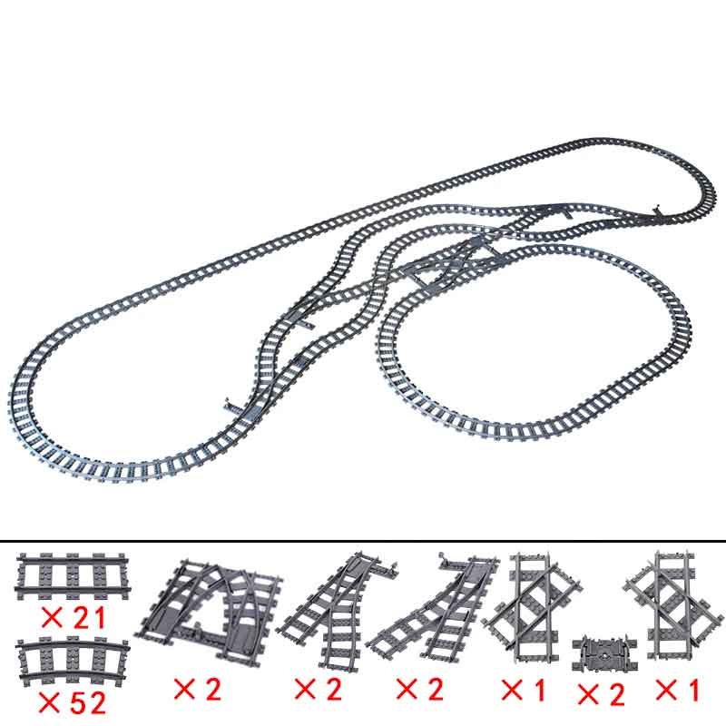 zmart MOC クリエイティブ エキスパート アイデア シティ トレイン トラック ストレート カーブ スイッチ クロッシング レール レンガ 電動 列車 レール セット おもちゃ ブロック 列車 レール 線路 セット レゴ 互換 レール 列車 線路 パーツ 鉄道 おもちゃ レール 曲線|zmart店