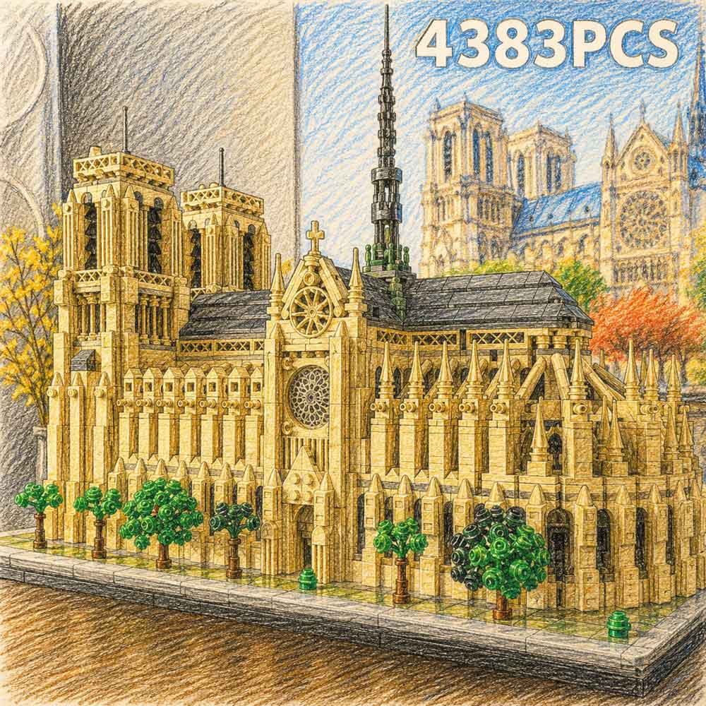 ノートルダム 大聖堂 ブロック 建築模型 建物モデル 4383ピース 大型ブロックセット|zmart店