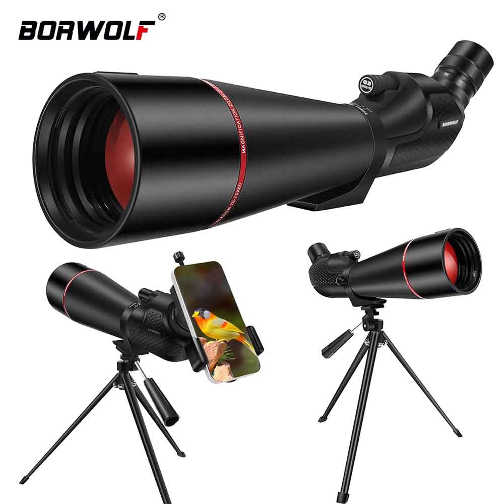 BORWOLF 25-75x80 望遠鏡 スポッティングスコープ 強力ズーム単眼鏡 BAK4 防水 バードウォッチング ターゲット射撃用 三脚付き フィールドスコープ 高倍率スコープ 三脚付き 望遠レンズ 日本語説明書付き｜zmart店