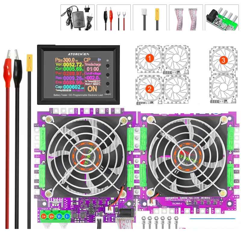 zmart DL24MP 300W 200V 30A  車載 電源電子負荷 電圧インジケーター バッテリーテスター 18650 パック容量モニター USB DC 72V チェッカーツール 日本語説明書付き