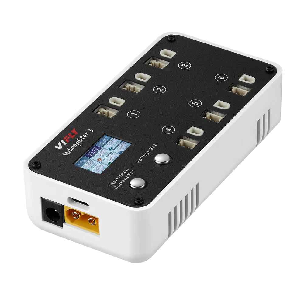 zmart 新品 VIFLY WhoopStor 3 V3 6 ポート 1S LIPO バッテリー充電器 放電器 ストレージ機能 FPV Tinywhoop 4.2V 4.35V BT2.0 PH2.0 用｜zmart店