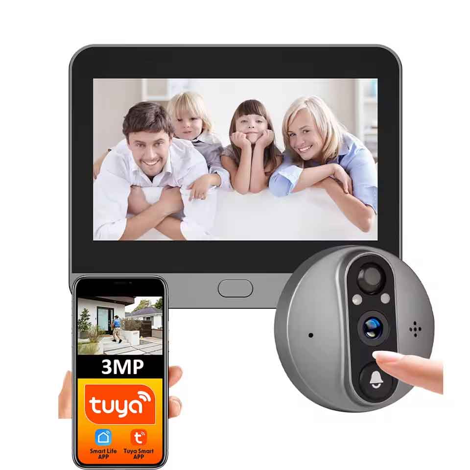 zmart 3MP スマートライフ Tuya 1080P ドアベル アイ ピープホール カメラ 5000mAh バッテリー PIR モーション検出器 IR Alexa対応 デジタル ビューア ワイヤレスベル 玄関ベル ピンポン ドアホン 来客通知 室内ベル 押しボタン式ベル 防犯ベル 呼び出しチャイム ブザー
