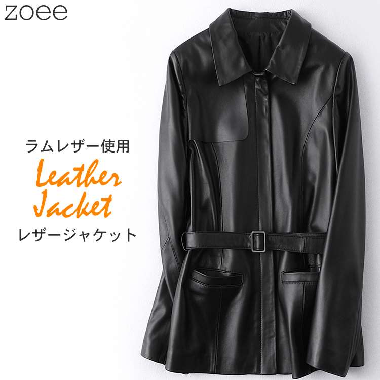 美品　zoee レザーコート　XXXL ラムレザー　フード　ブラック 美品zoee レザーコートXXXL ラムレザーフードブラック