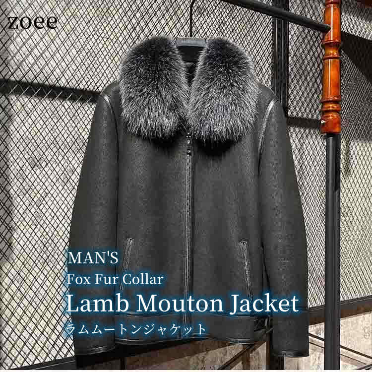 楽天市場】Wフェイス ラムムートンジャケット ラクーンファー襟 フード