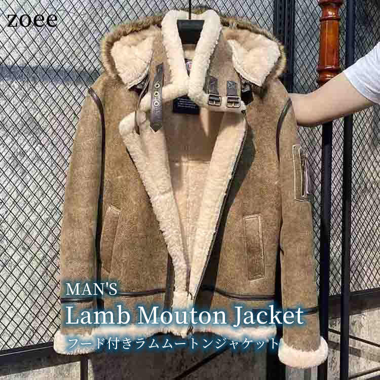 楽天市場】Wフェイス ラムムートンジャケット ラクーンファー襟 フード