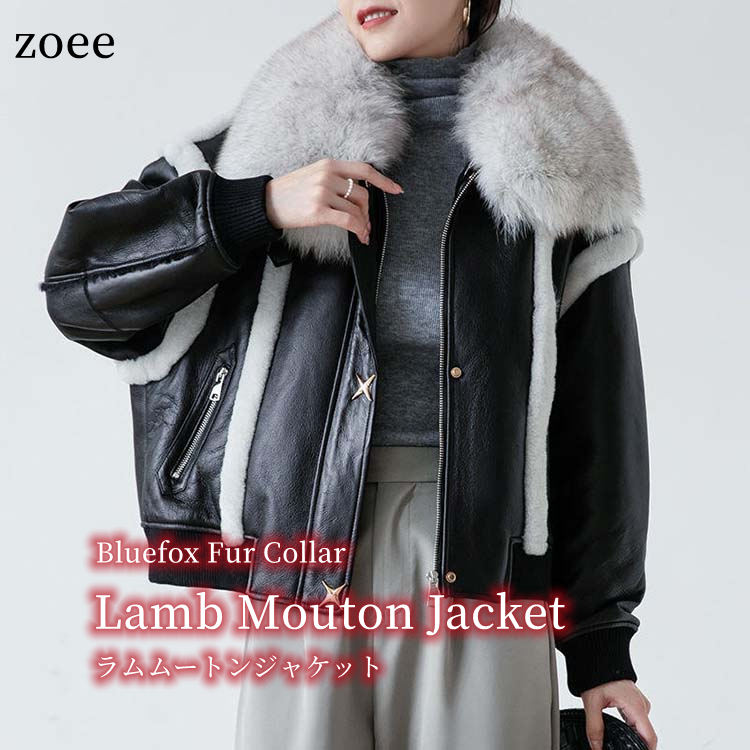 楽天市場】フォックスファー襟ラムレザーダウンジャケット レディース