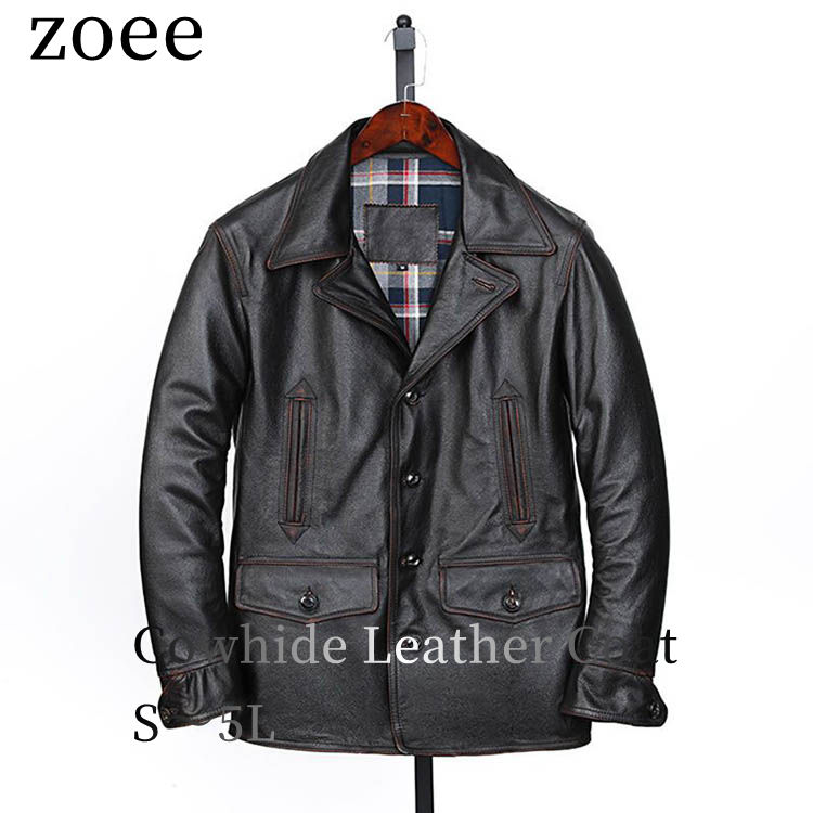 カウレザー ジャケット コート メンズ 牛革 アウター ダークブラウン S/M/L/2L/3L/4L/5L k4b25