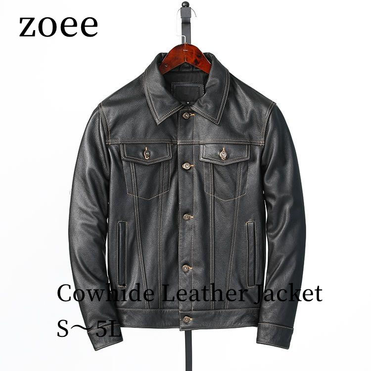 カウレザー ジャケット レザー コート アウター 長袖 ショート メンズ 秋冬 牛革 本革 ブラック S/M/L/2L/3L/4L/5L k4b30｜zoee ダウンコート 毛皮 ムートン