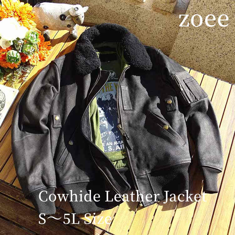 【御仕舞い大売り出し】【29800円→23999円】【店卸し資産無視できる】子ヒツジ毛革襟 牛皮 上衣 厚地の外套 メンズ 肋筋袖 裾肋筋 カウなめし革 アウター 本革 秋/冬 黒いこと S/M/L/2L/3L/4L/5L l4b15