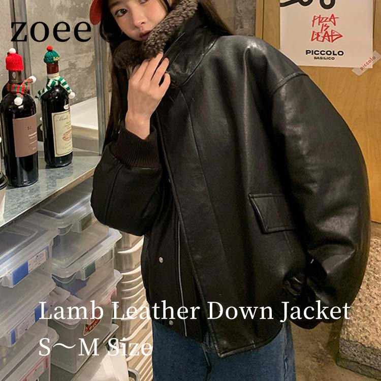 【最終局面大売り出し】【35800円→26999円】【店卸し資産無視できる】 子ヒツジなめし革 落ち込む 上衣 厚地の外套 レディース 遊撃手 落ち込む90％ 本革 羊革 子ヒツジ毛皮 肋材袖 秋/冬 アウターブラック S/M l1b61