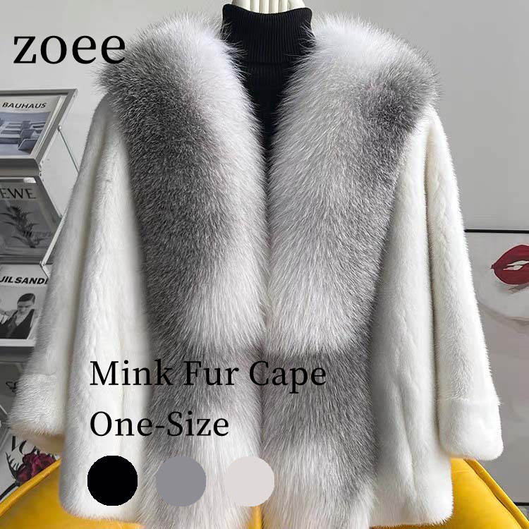 楽天市場】ミンクファーポンチョ ジャケット ケープコート フォックス