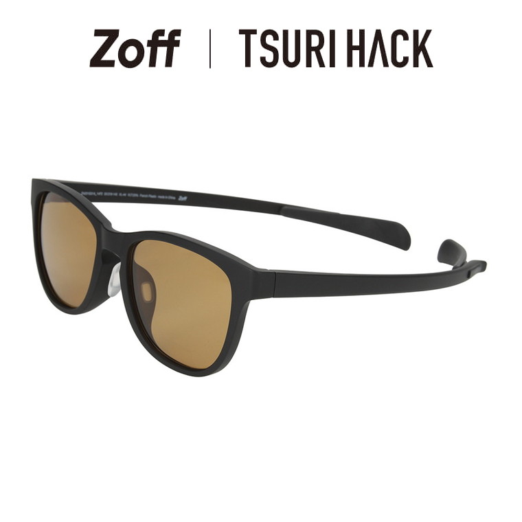 ウェリントン型 フィッシング用偏光サングラス（ブラック）｜Zoff｜TSURI HACK【Zoff FISHING SUNGLASSES】｜釣り用 紫外線対策 UVケア メンズ 偏光レンズ搭載 鼻パッド スポーツ 車 運転 ドライブ ズレ防止 軽量 特許出願中【55□19-145】画像