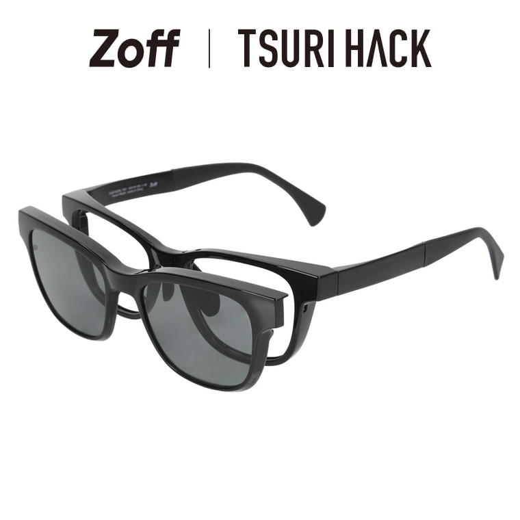 ウェリントン型 釣り用4WAY偏光サングラス（ブラック）｜Zoff｜TSURI HACK【Zoff FISHING SUNGLASSES 4WAY】｜度付きメガネ 度入りめがね 眼鏡 メンズ zoff_dtk 偏光レンズ搭載 鼻パッド スポーツ 車 運転 ドライブ 軽量【ZA231G32_14E1】画像