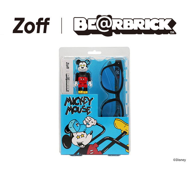 |【数量限定】Zoff BE@RBRICK ウェリントン型 サングラス (オリジナルフィギュアセット) [ミッキーマウスモデル（ブラック）] UVカット 紫外線対策 ユニセックス ベアブリック Disney ディズニー【ZA251G03-14E1・ZA251G03_14E1】【53□19-145】|