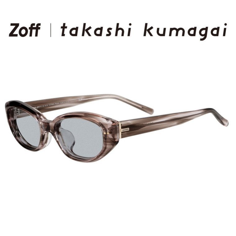 |Zoff takashi kumagai スクエア型 サングラス(ピンク(クリア)) 横長フレーム キャッツアイ 紫外線対策 UVカット メンズ レディース ユニセックス おしゃれ【ZA251G29-20A1】【55□19-145】|