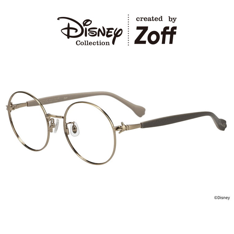 |Zoff Mickey & Friends Hands ボストン型 メガネ (ゴールド(マット)) （ドナルドダック モデル） ディズニー ラバーテンプル ズレ落ち防止 眼鏡 伊達めがね 度付きレンズ交換 度あり 度なし ユニセックス おしゃれ【ZA252014-56F1】【53□19-145】|