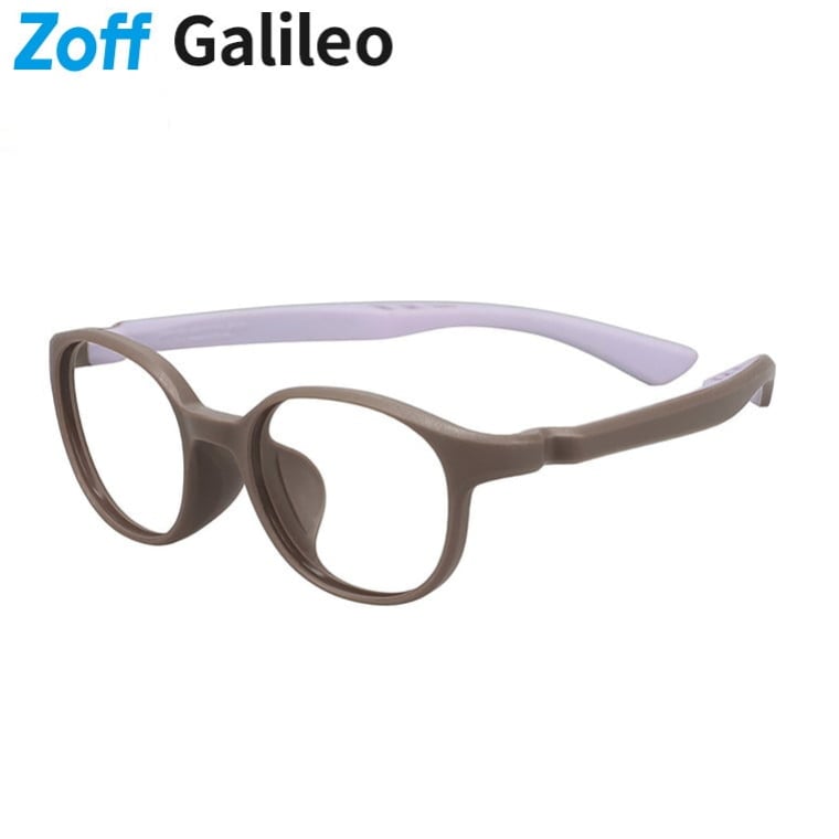 |Zoff Galileo ボストン型 メガネ (ブラウン(マット)) 寝転んでも壊れにくいメガネ 耐久性抜群 クッション性 柔らかい メタルフリー スポーツ おうちメガネ 軽量 鼻パッド 伊達メガネ 度付きレンズ交換 度あり 度なし 子供用 キッズ【ZA261025-43F2】【46□17-135】||Zoff (ゾフ) 店