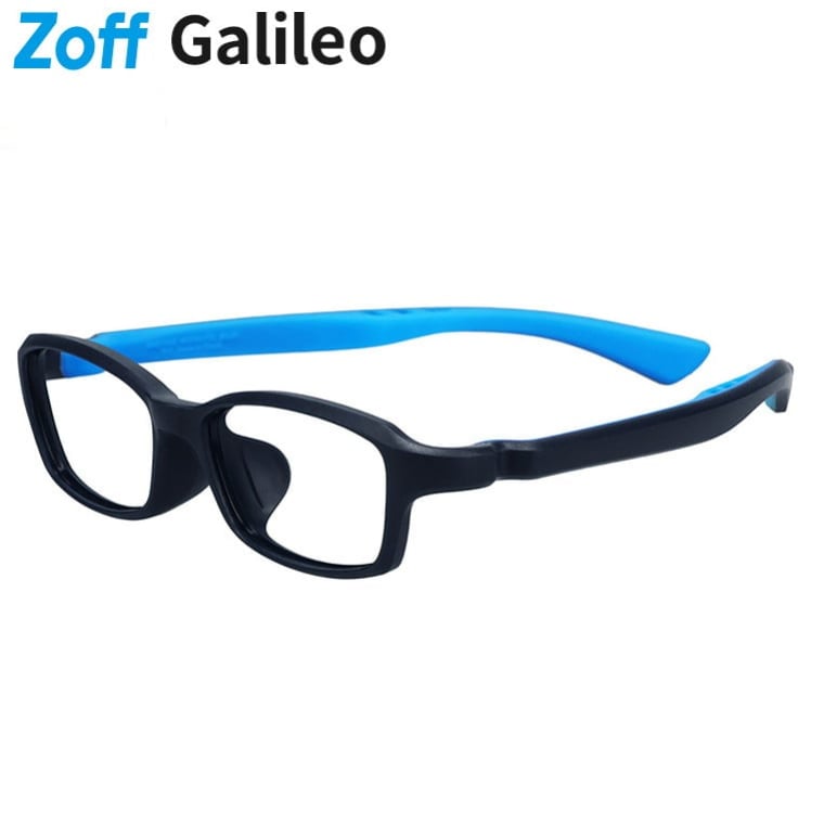 |Zoff Galileo ウェリントン型 メガネ (ブルー(ネイビー)) 寝転んでも壊れにくいメガネ 耐久性抜群 クッション性 柔らかい メタルフリー スポーツ おうちメガネ 軽量 鼻パッド 伊達メガネ 度付きレンズ交換 度あり 度なし 子供用 キッズ【ZA261026-72F2】【46□14-135】||Zoff (ゾフ) 店