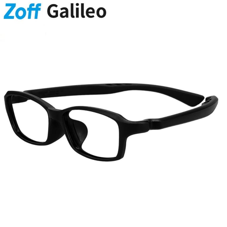 ｜Zoff Galileo ウェリントン型メガネ (ブラック(マット)) 寝転んでも壊れにくいメガネ 耐久性抜群 クッション性 柔らかい メタルフリー スポーツ おうちメガネ 軽量 鼻パッド 伊達メガネ 度付きレンズ交換 度あり 度なし 子供用 キッズ【ZA261027-14F1】【50□14-140】｜｜Zoff （ゾフ）　店 8,658円