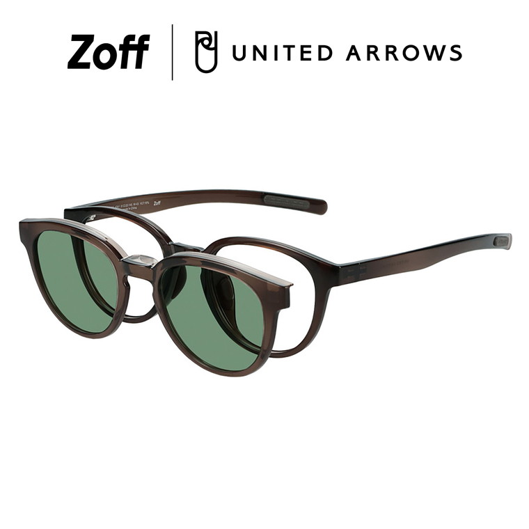 | Zoff UNITED ARROWS ユナイテッドアローズ ボストン型 サングラス (ブラウン(クリア)) 偏光機能搭載 偏光 太縁 おしゃれ 紫外線対策 UVカット 男女兼用 メンズ レディース 運動用 運転 ドライブ 釣り【ZA261G04-43A1】【51□22-145】||Zoff (ゾフ) 店