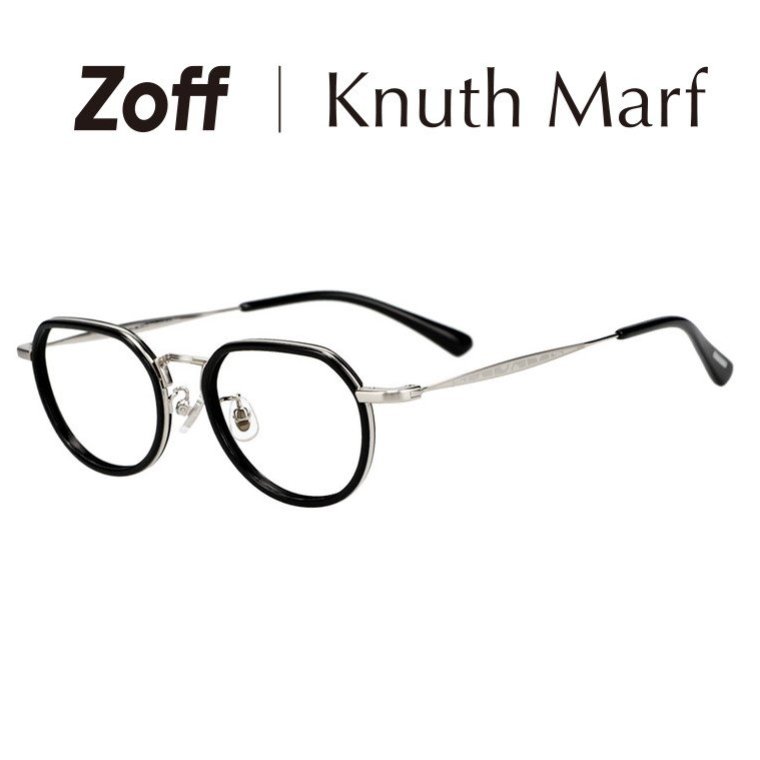 |Zoff Knuth Marf ボストン型 メガネ(ブラック) クヌースマーフ クラウンパント 鼻パッド ズレ落ち防止 眼鏡 伊達めがね 度付きレンズ交換 度あり 度なし レディース メンズ おしゃれ ユニセックス スタイリッシュ 高級感【ZF242018-14E1】【49□19-145】|