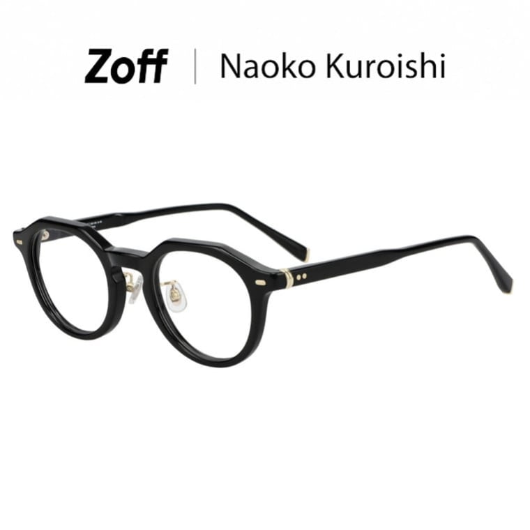 | 【黒石奈央子さん コラボ】 Zoff Naoko Kuroishi ボストン型 メガネ (ブラック) クラウンパント 眼鏡 伊達めがね 度付きレンズ交換 度あり 度なし ユニセックス レディース メンズ ユニセックス おしゃれ【ZH251019-14E1】【47□23-145】||Zoff (ゾフ) 店