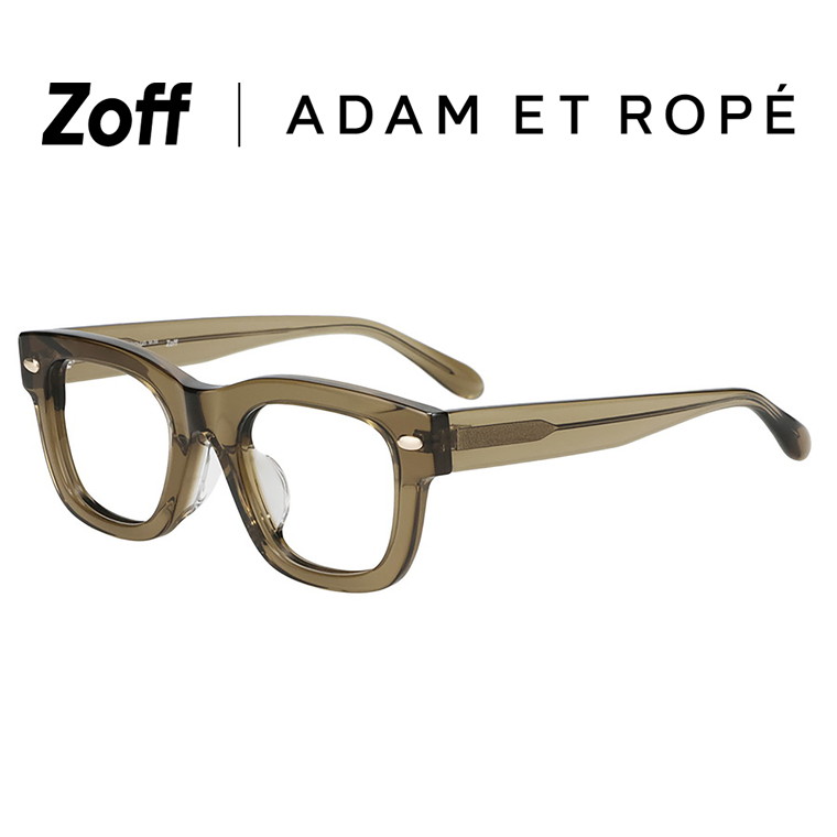 ｜Zoff ADAM ET ROPE' アダムエロペ ウェリントン型 メガネ (グリーン(オリーブ)) 太縁 黒縁フレーム 軽量 眼鏡 検眼調整 伊達メガネ 度付きレンズ交換 度あり 度なし メンズ レディース ユニセックス おしゃれ 読書 ビジネス【ZH261001-64A1】【49□23-145】｜｜Zoff （ゾフ）　店