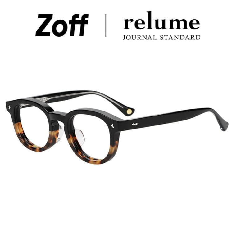 | Zoff JOURNAL STANDARD relume ジャーナルスタンダードレリューム ボストン型 メガネ (ブラック(グラデ)) 軽量 太縁 黒縁フレーム 眼鏡 検眼調整 伊達メガネ 度付きレンズ交換 度あり 度なし メンズ レディース ユニセックス おしゃれ 【ZN261002-18E1】【48□23-145】|
